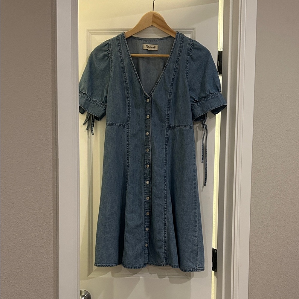 Madewell Blue Denim V-Neck Dress